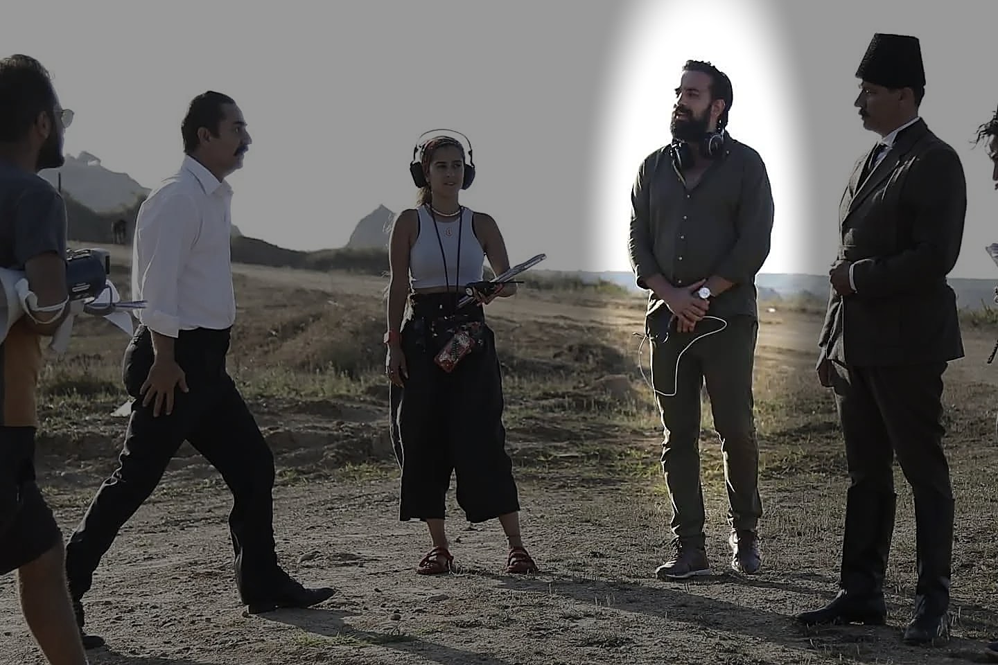 Crew on set, on location